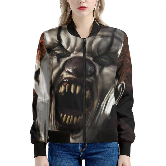 Halloween Clown Print Women's Bomber Jacket