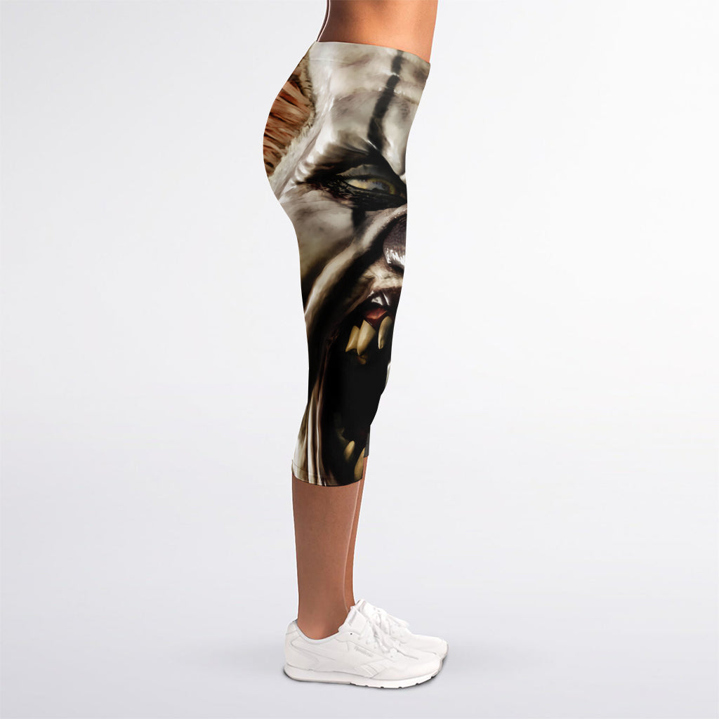 Halloween Clown Print Women's Capri Leggings