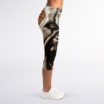 Halloween Clown Print Women's Capri Leggings