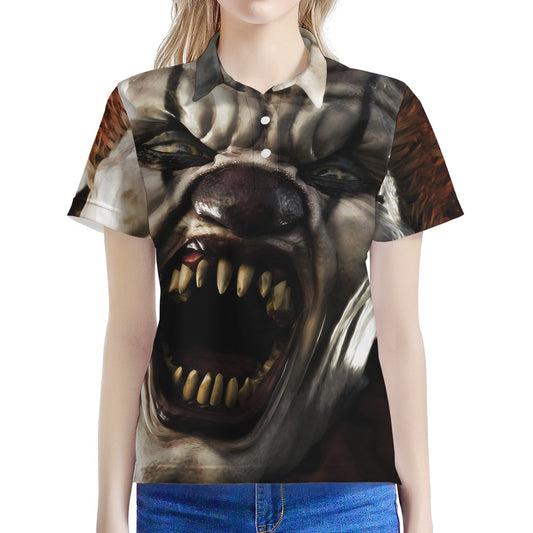 Halloween Clown Print Women's Polo Shirt