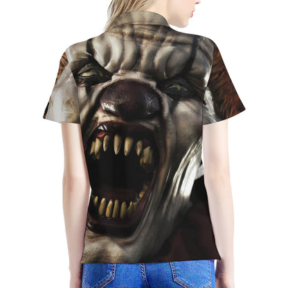 Halloween Clown Print Women's Polo Shirt