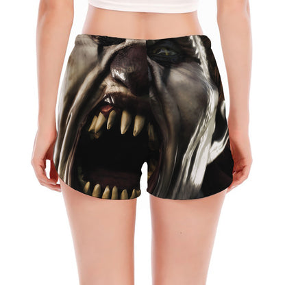 Halloween Clown Print Women's Split Running Shorts