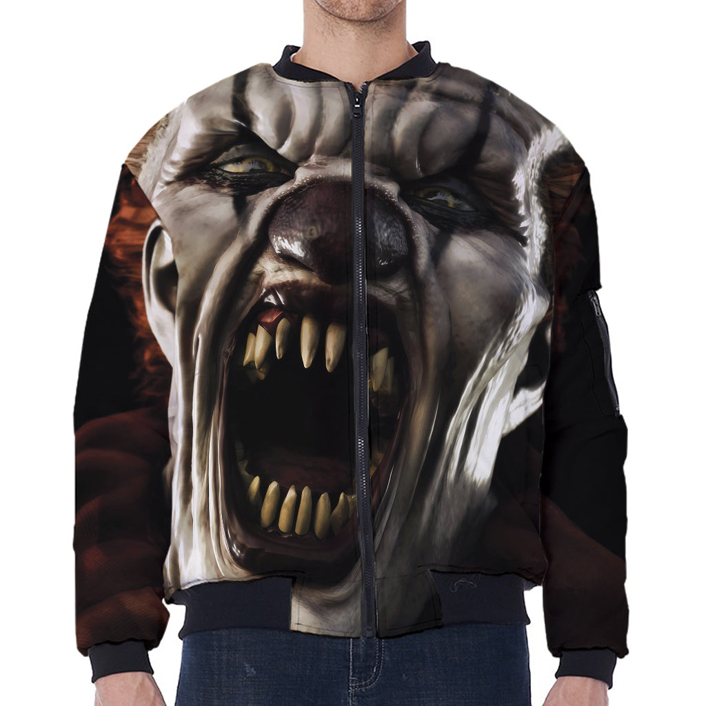 Halloween Clown Print Zip Sleeve Bomber Jacket