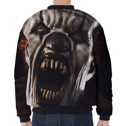 Halloween Clown Print Zip Sleeve Bomber Jacket