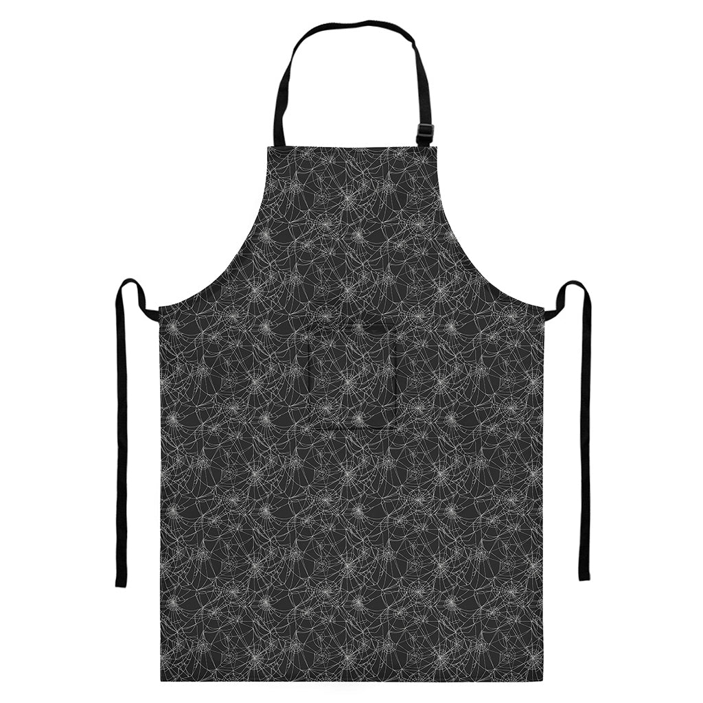 Halloween Cobweb Pattern Print Bib Apron With Pocket