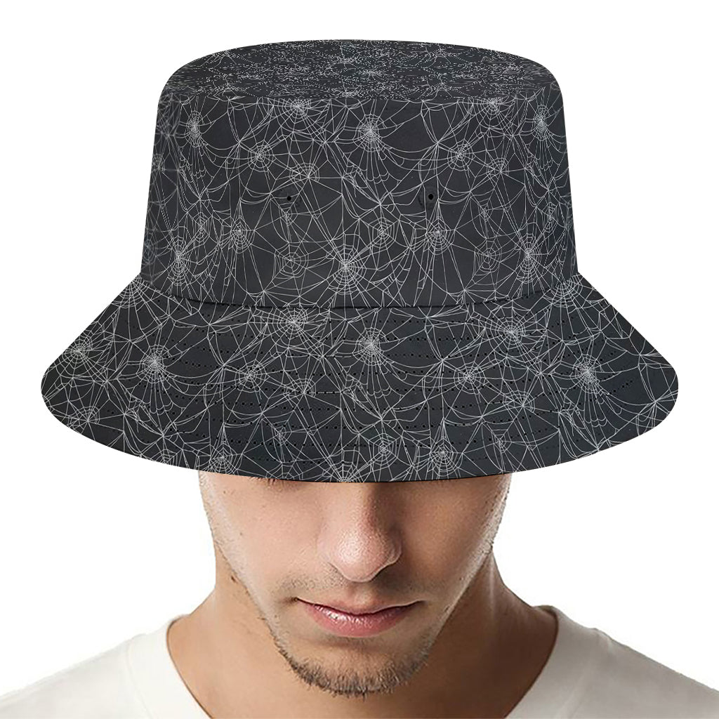 Halloween Cobweb Pattern Print Bucket Hat