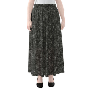 Halloween Cobweb Pattern Print Chiffon Maxi Skirt