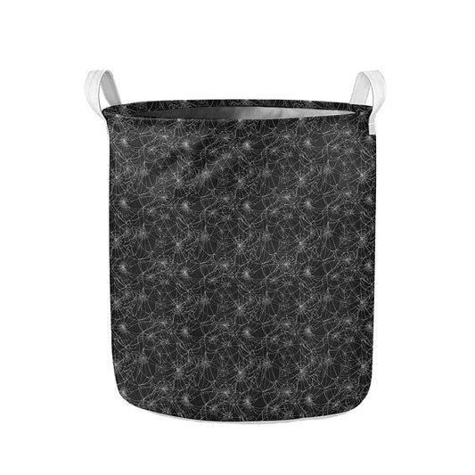 Halloween Cobweb Pattern Print Collapsible Laundry Basket