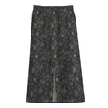 Halloween Cobweb Pattern Print Cotton Front Slit Maxi Skirt