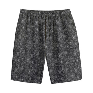 Halloween Cobweb Pattern Print Cotton Shorts