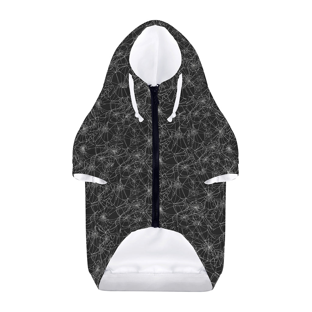 Halloween Cobweb Pattern Print Dog Zip Up Hoodie