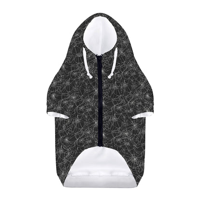 Halloween Cobweb Pattern Print Dog Zip Up Hoodie