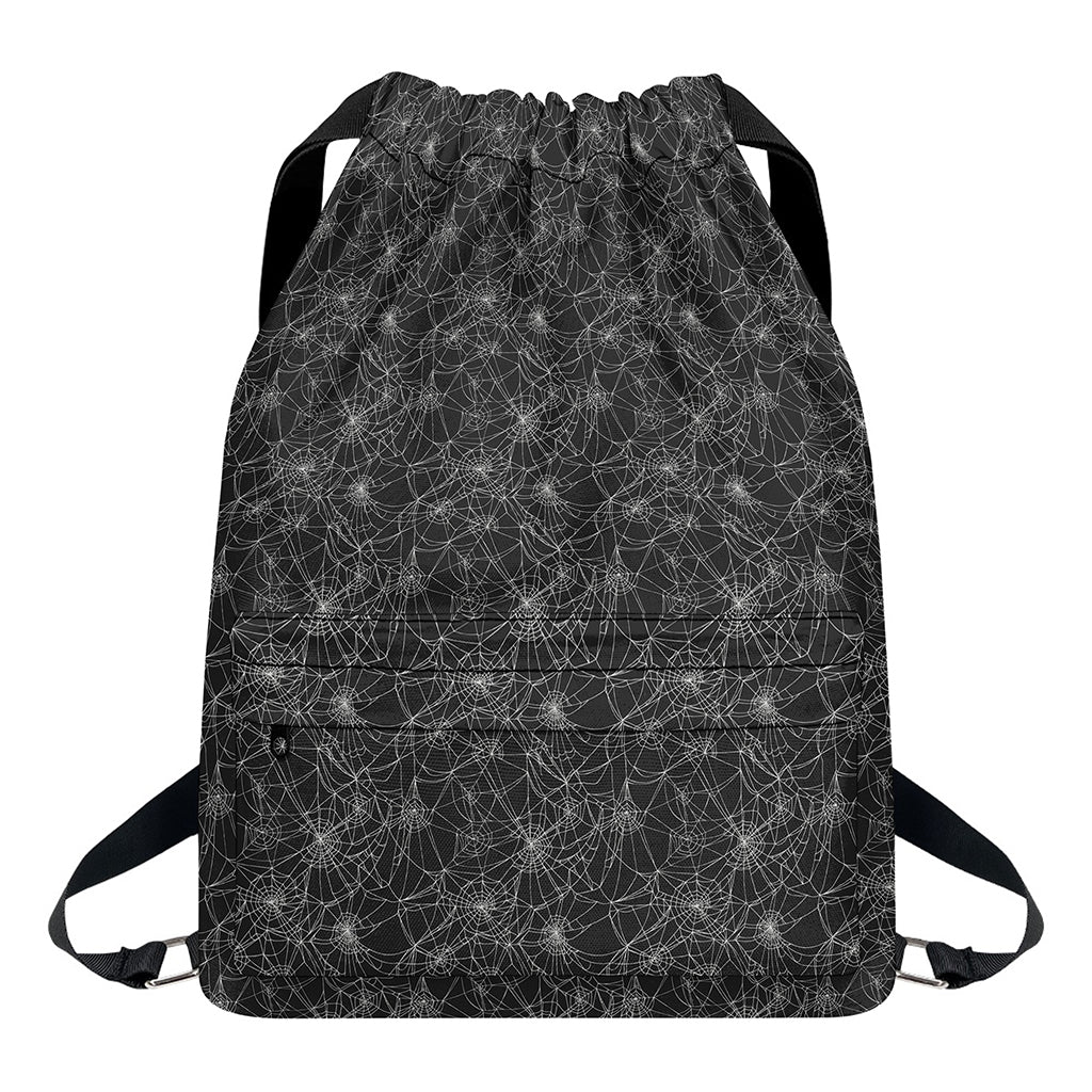Halloween Cobweb Pattern Print Drawstring Backpack