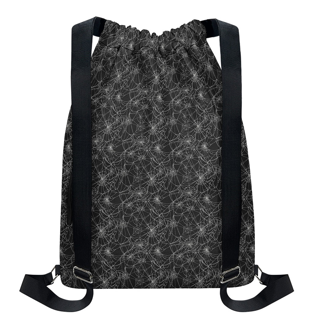 Halloween Cobweb Pattern Print Drawstring Backpack