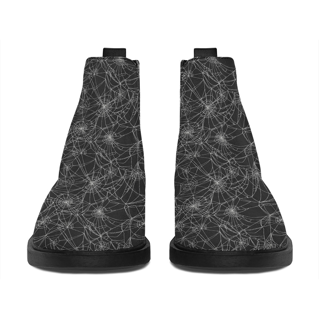 Halloween Cobweb Pattern Print Flat Ankle Boots