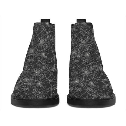 Halloween Cobweb Pattern Print Flat Ankle Boots