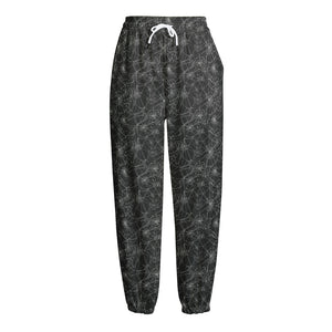 Halloween Cobweb Pattern Print Fleece Lined Knit Pants