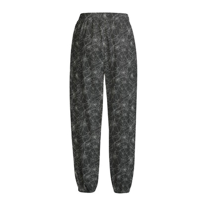 Halloween Cobweb Pattern Print Fleece Lined Knit Pants