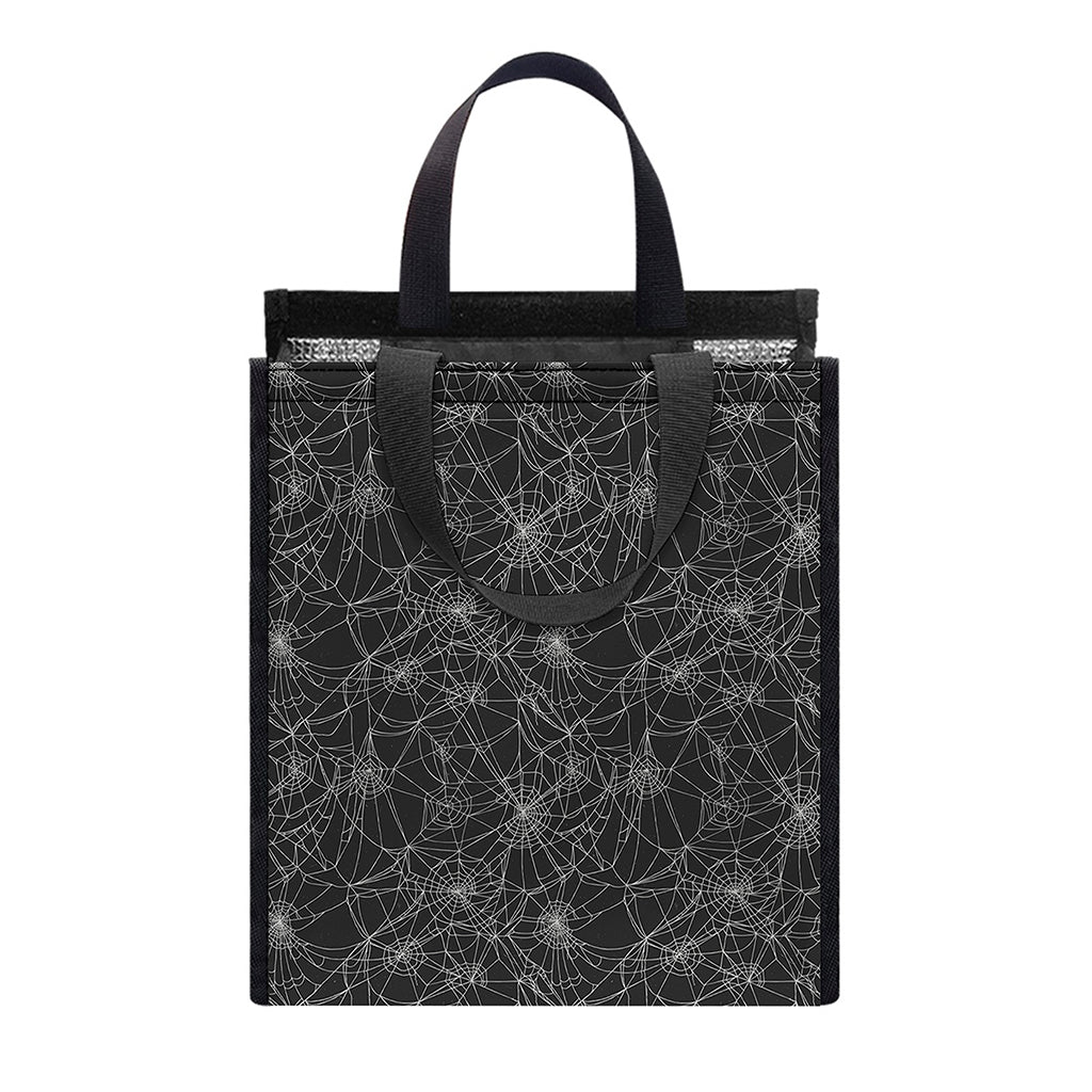 Halloween Cobweb Pattern Print Insulated Lunch Tote