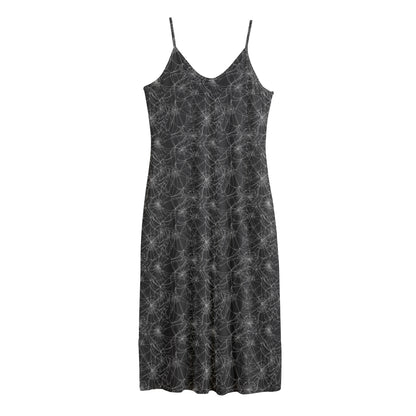 Halloween Cobweb Pattern Print Jersey Midi Cami Dress