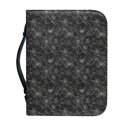 Halloween Cobweb Pattern Print Leather Bible Cover
