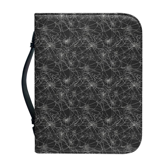 Halloween Cobweb Pattern Print Leather Bible Cover