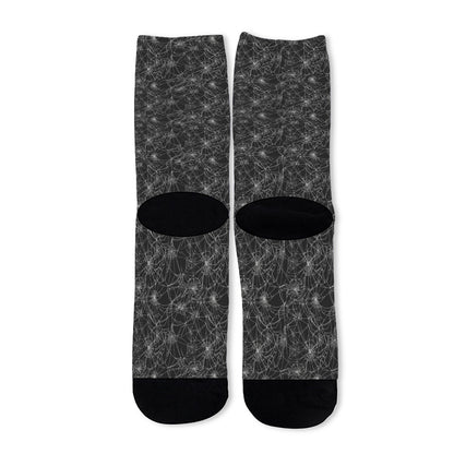 Halloween Cobweb Pattern Print Long Socks