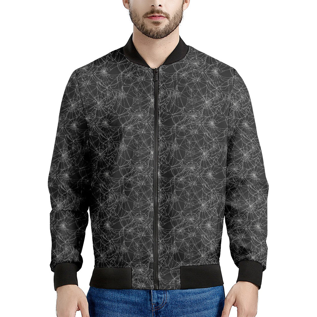 Halloween Cobweb Pattern Print Men's Bomber Jacket