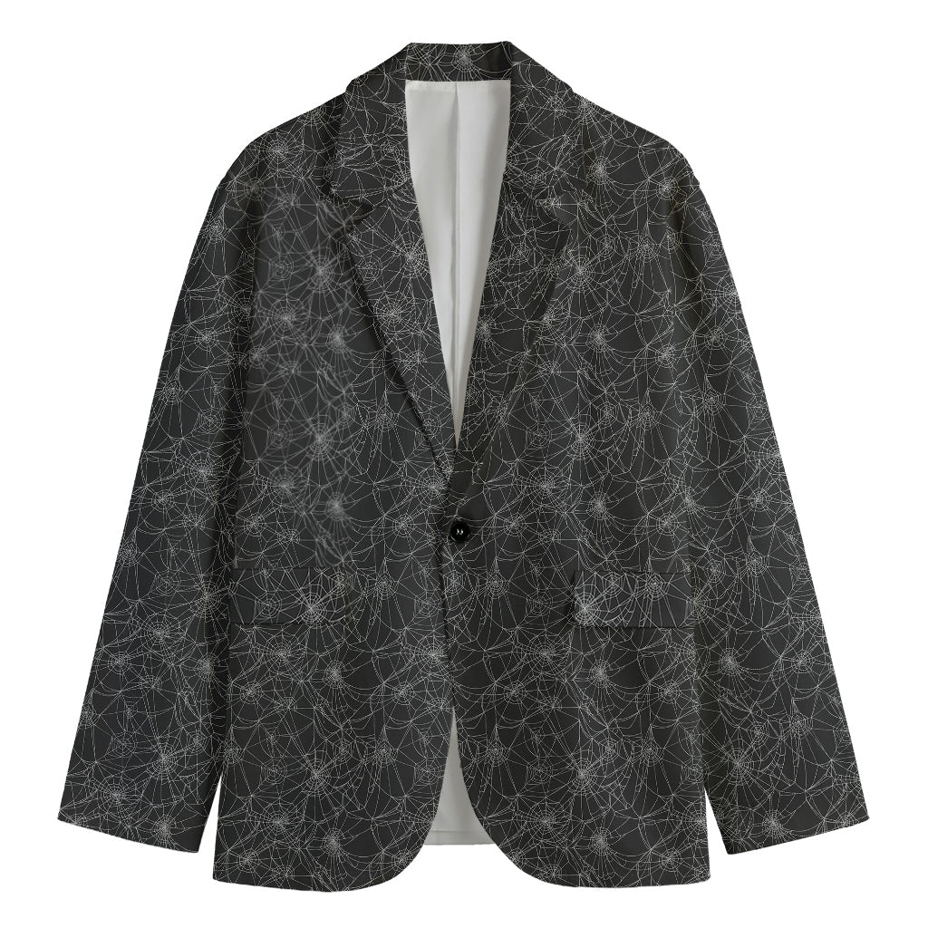 Halloween Cobweb Pattern Print Men's Cotton Blazer