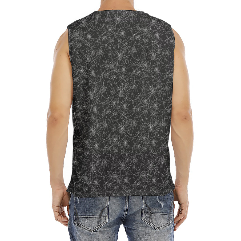 Halloween Cobweb Pattern Print Men's Fitness Tank Top