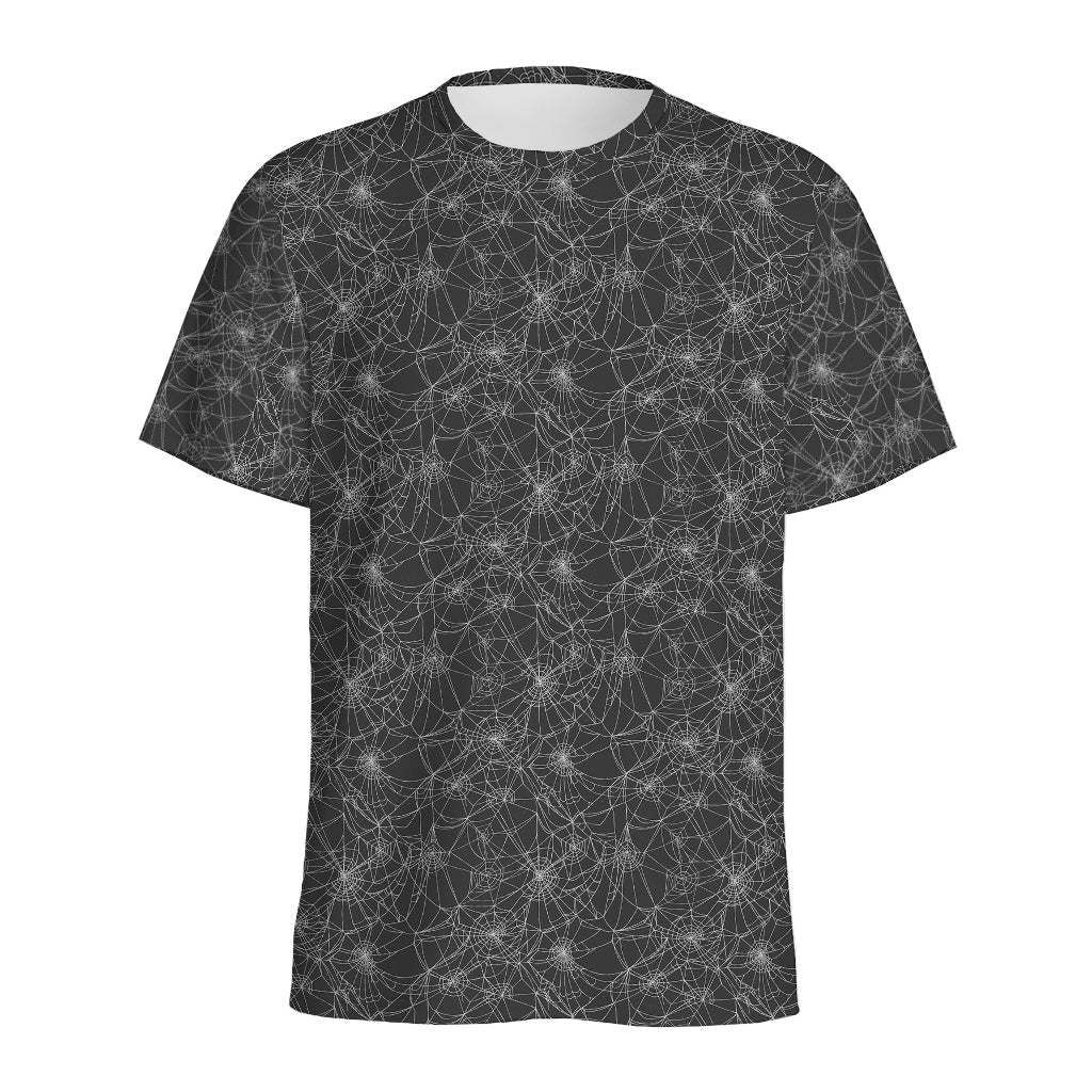 Halloween Cobweb Pattern Print Men's Sports T-Shirt