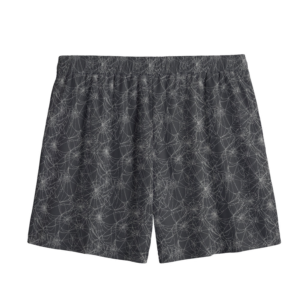 Halloween Cobweb Pattern Print Mesh Shorts