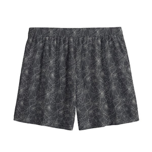 Halloween Cobweb Pattern Print Mesh Shorts