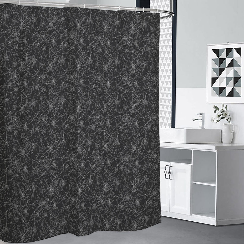 Halloween Cobweb Pattern Print Premium Shower Curtain