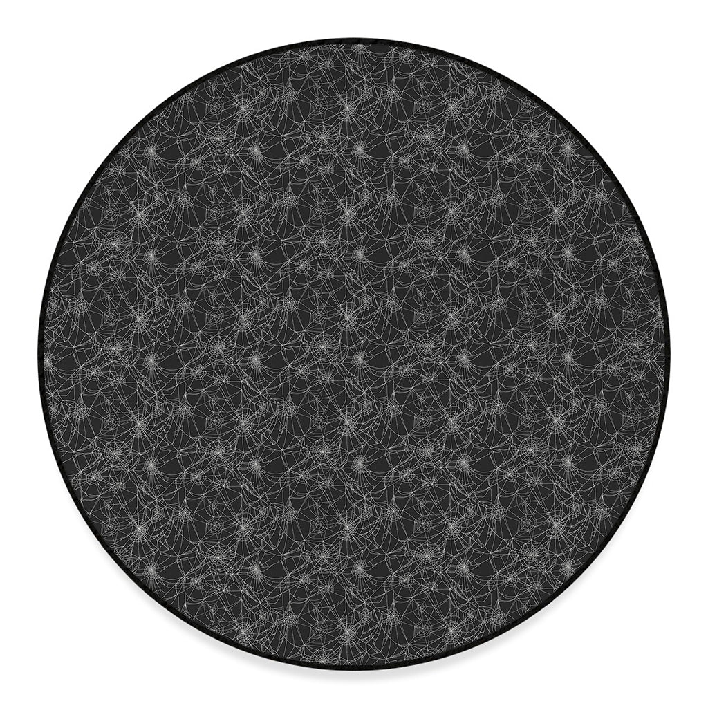 Halloween Cobweb Pattern Print Round Floor Mat