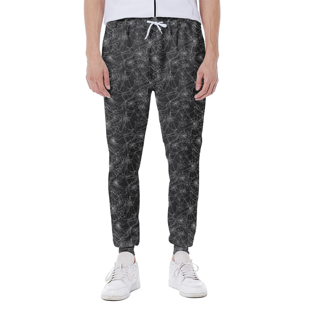 Halloween Cobweb Pattern Print Scuba Joggers