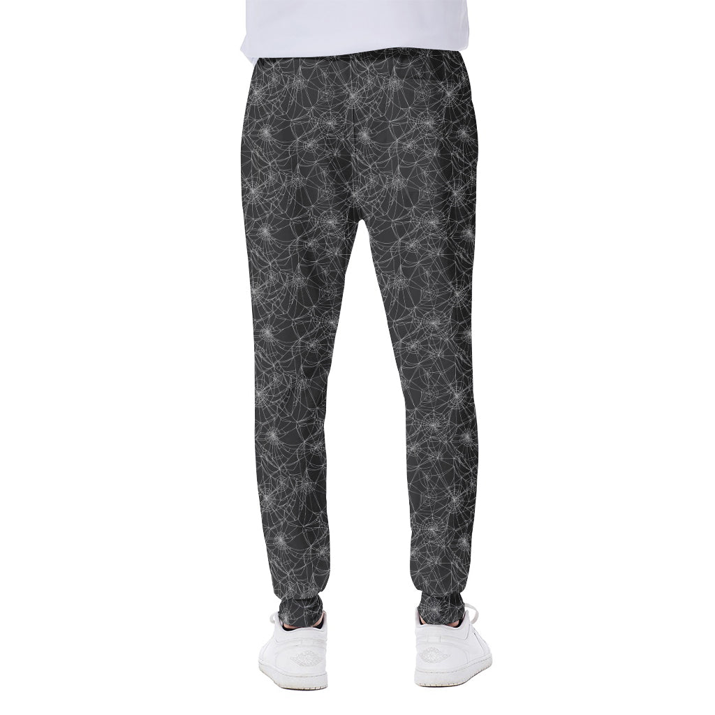 Halloween Cobweb Pattern Print Scuba Joggers