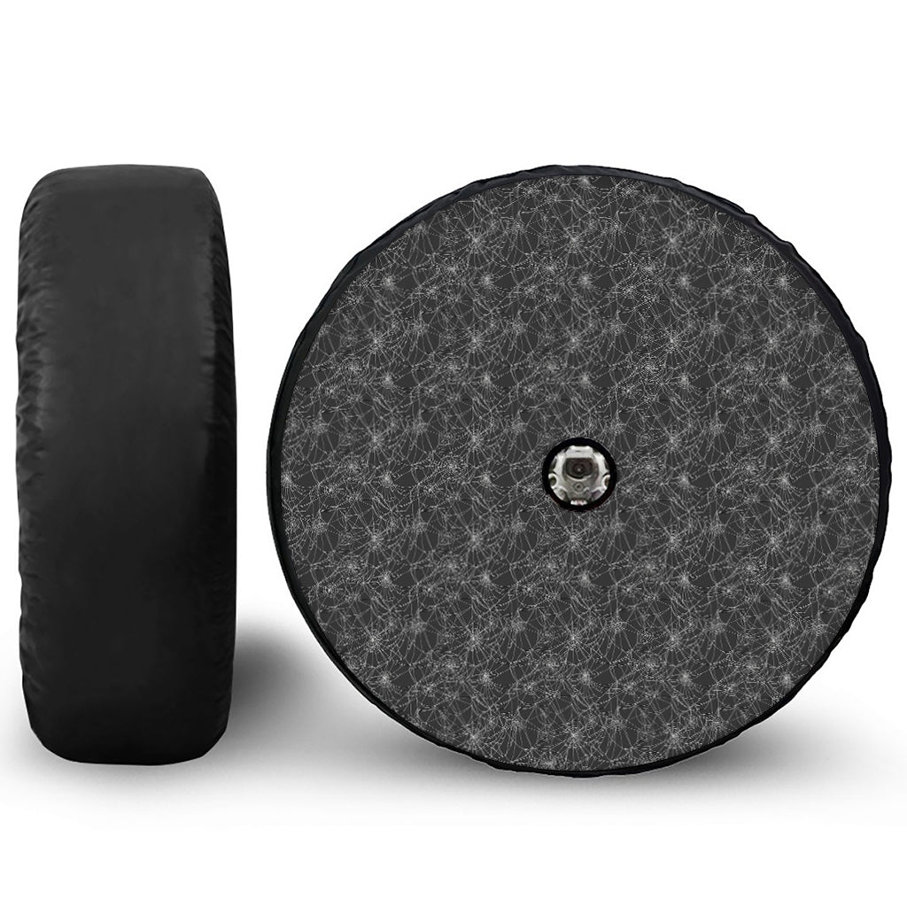Halloween Cobweb Pattern Print Tire Cover With Camera Hole