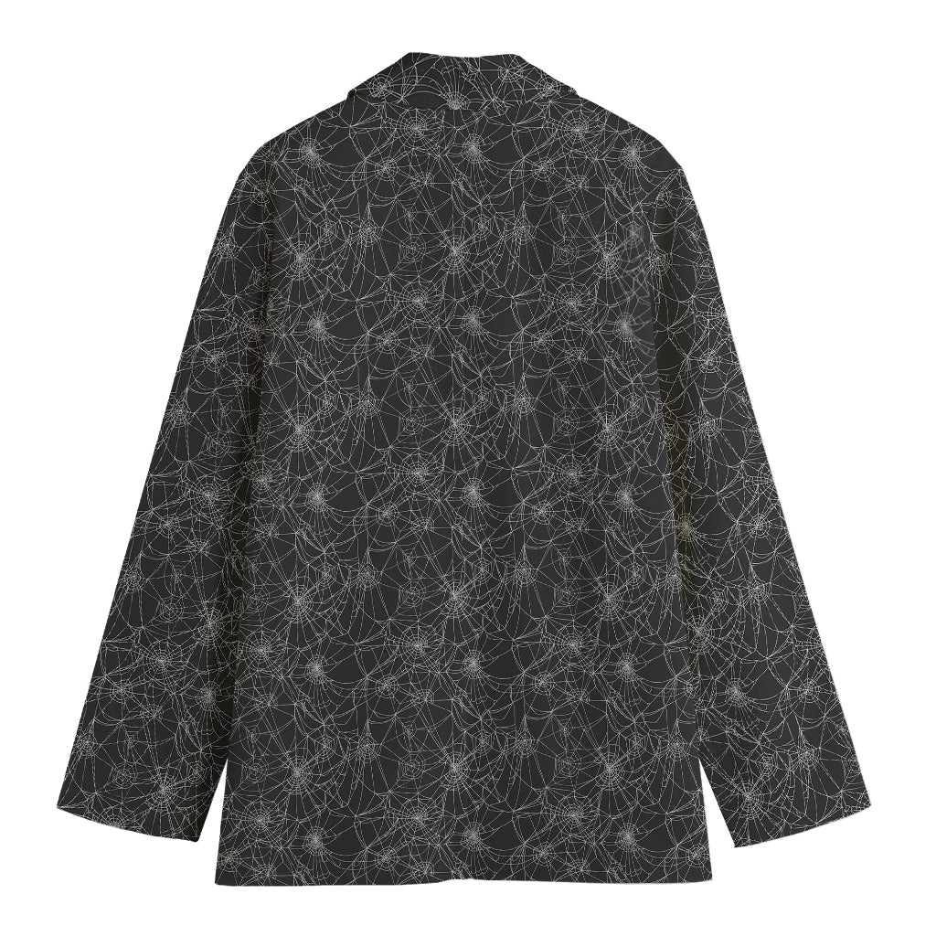 Halloween Cobweb Pattern Print Women's Blazer