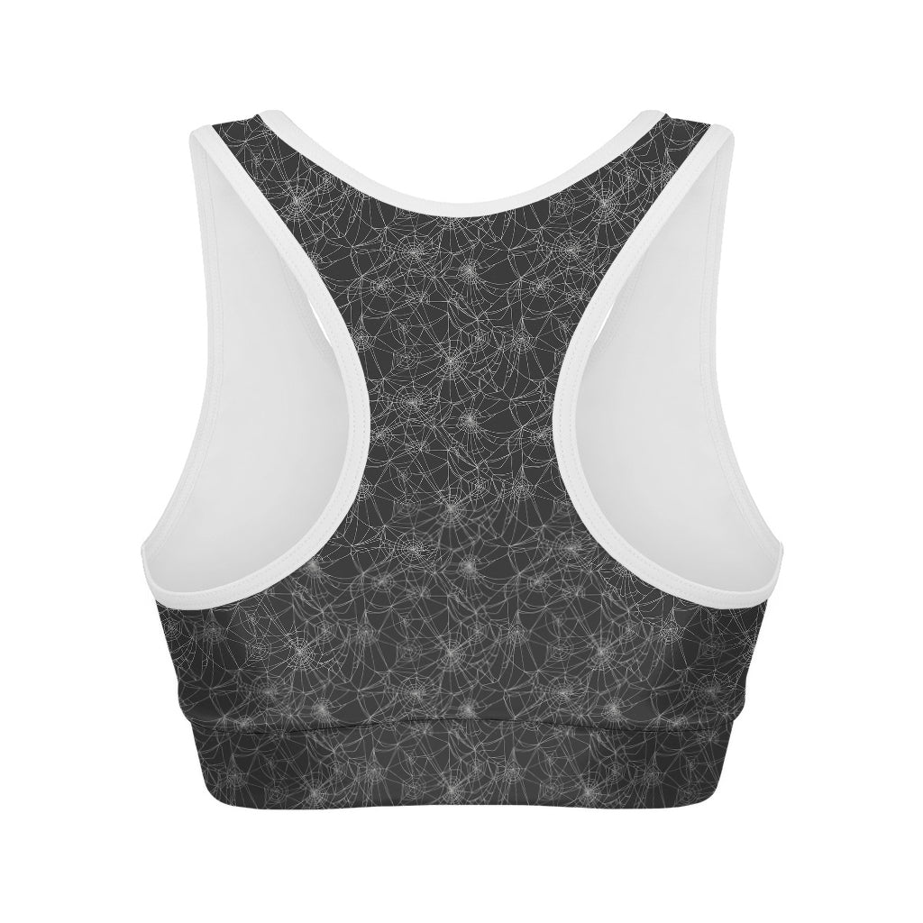 Halloween Cobweb Pattern Print Women's Sports Bra
