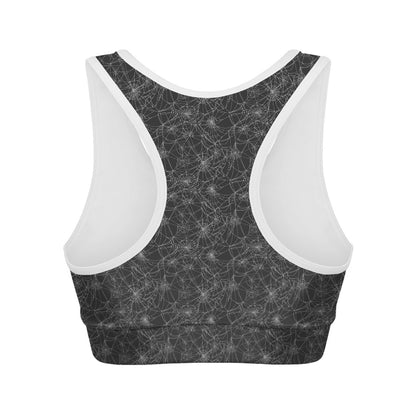 Halloween Cobweb Pattern Print Women's Sports Bra