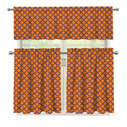 Halloween Cross Pattern Print 3 Piece Kitchen Curtains