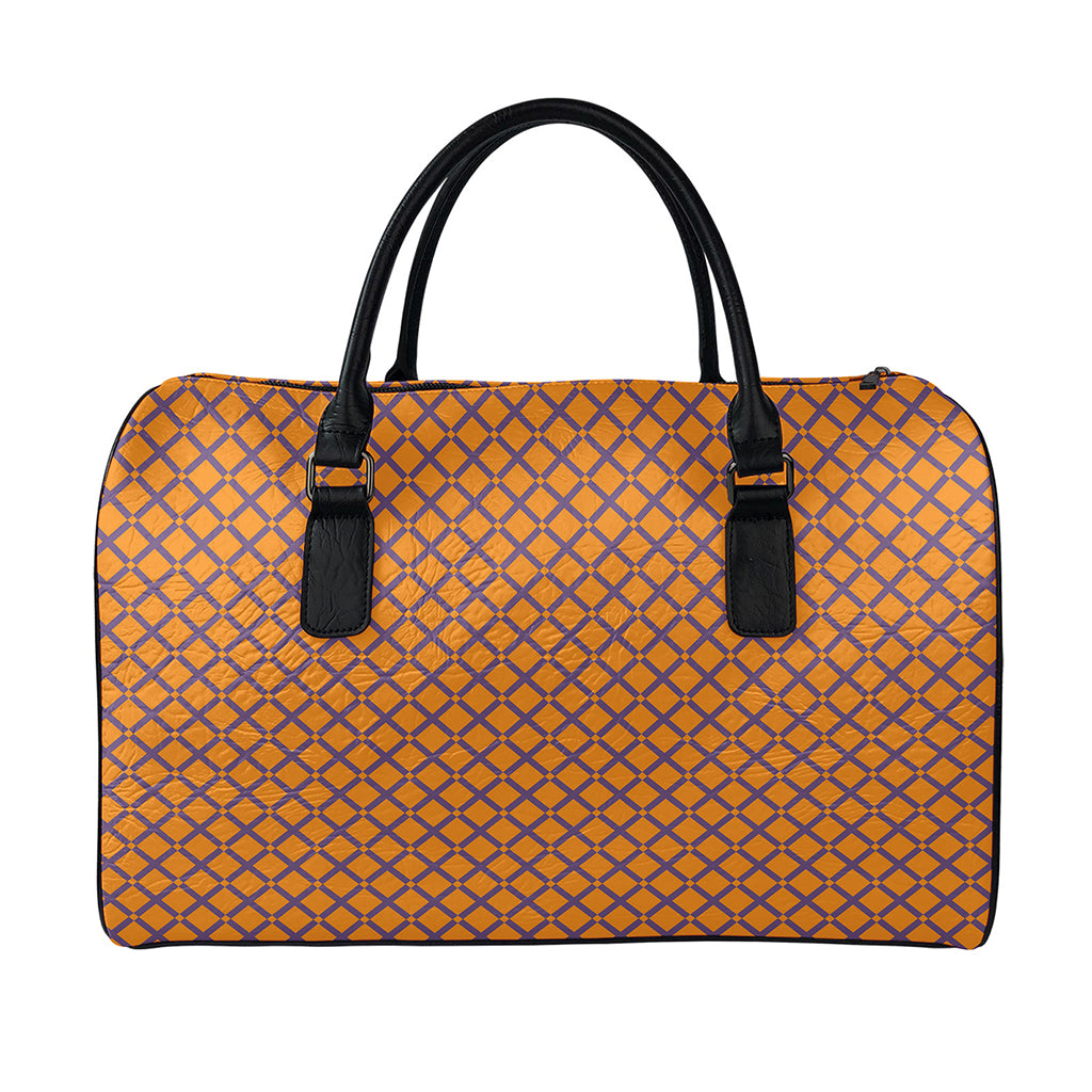 Halloween Cross Pattern Print Leather Duffle Bag