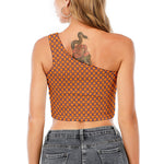 Halloween Cross Pattern Print One Shoulder Crop Top