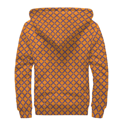 Halloween Cross Pattern Print Sherpa Lined Zip Up Hoodie