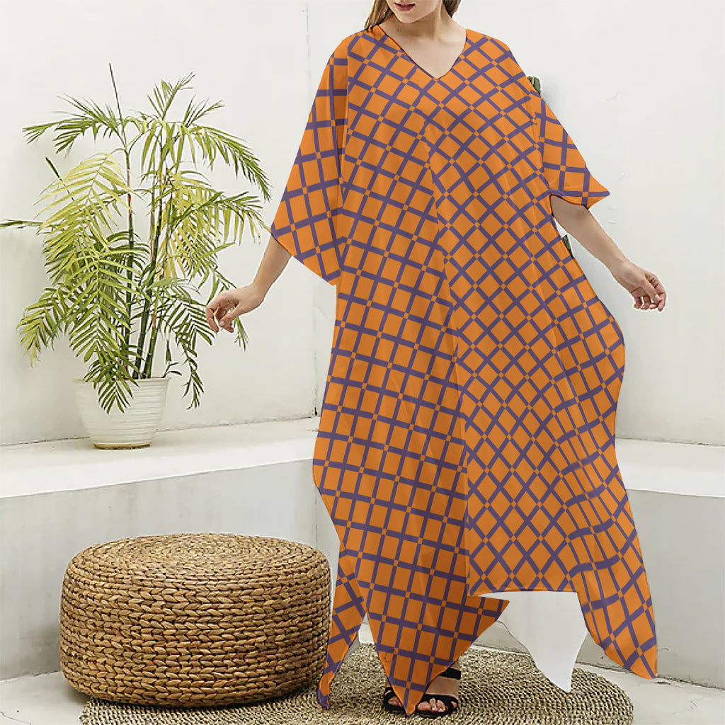 Halloween Cross Pattern Print Silk V-Neck Kaftan Dress