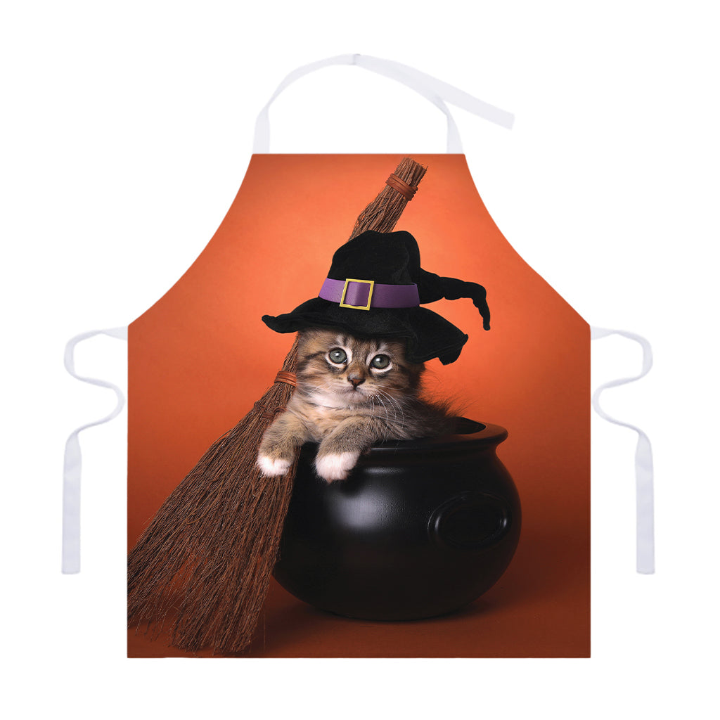 Halloween Cute Witch Cat Print Adjustable Apron