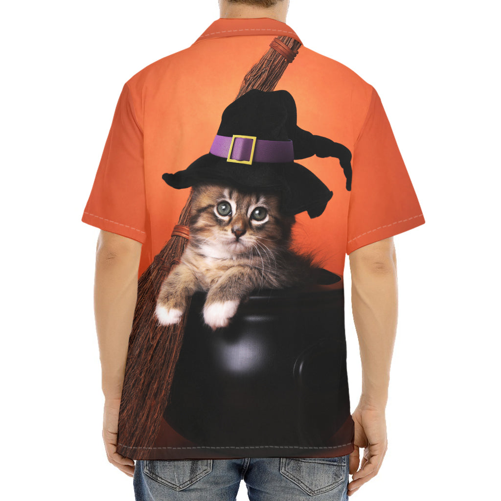Halloween Cute Witch Cat Print Aloha Shirt