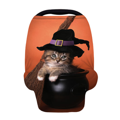 Halloween Cute Witch Cat Print Baby Seat Cover