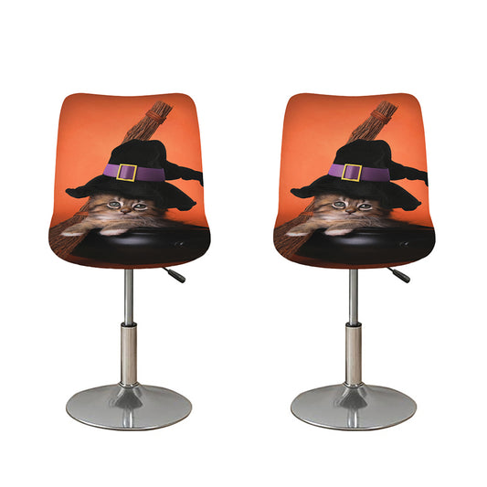 Halloween Cute Witch Cat Print Bar Stool Covers